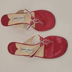 Adorable red patent kitten heels